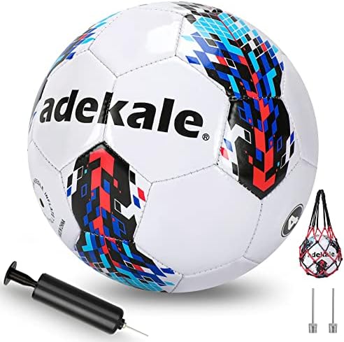 Футболни топки adekale Официален Размер 4/5, Тренировъчен Топка за помещения и на улицата, с Помпа и Държач