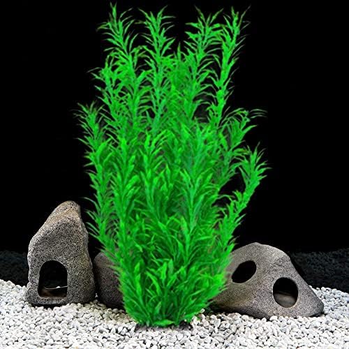 LinTimes Големи Растения Аквариум от Пластмаса, 15-Цолови Изкуствени Зелени Водни Растения от Морски Водорасли,