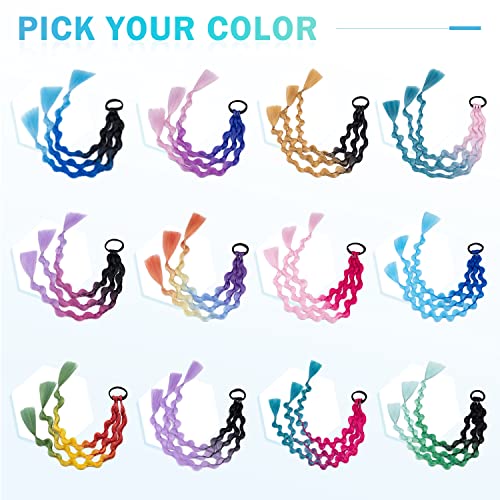 Hairro Цветни Опашка За Удължаване на косата с гумени ленти, с Преливащи се цветове Плетени Синтетични изкуствена