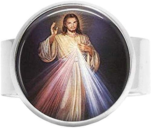 Божественото Милосърдие Католически Бижута Исус Бижута Чар Пръстен На Старинни Художествени Снимки На Бижута