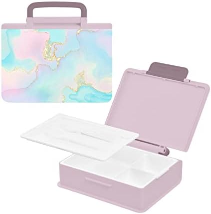 Кутия за обяд ALAZA Unicron Rainbow Marble Bento, Херметични Контейнери за обяд, които не съдържат BPA, с вилица