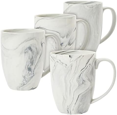 Набор от Juvale от 4 керамични чаши от сив мрамор за кафе, горещо какао, чай (16 унция)