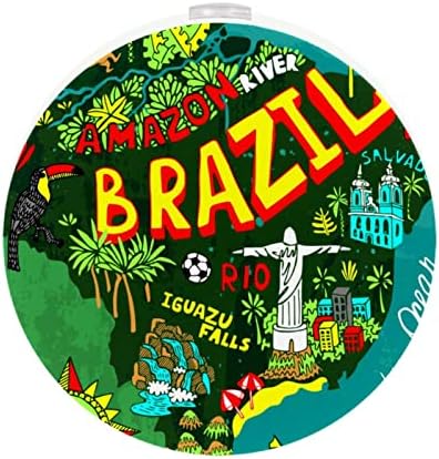 Plug лека нощ от 2 позиции, Led нощна светлина с карта на Бразилия с Датчик от Здрач до Зори за Детска стая, Детска, Кухня, Коридор