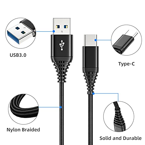 Кабела на зарядното устройство, USB Type C 6 фута + 10 фута, 3A за бързо зареждане, кабел за зареждане кабел