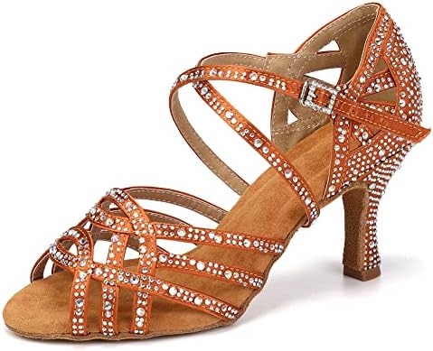 SWDZM/ Дамски Обувки за латино Танци, обувки за танци балната зала С кристали за Салса и Чачи, Модел-YCL357