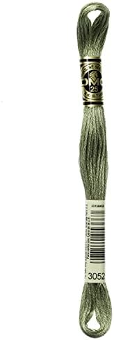DMC Едро Купува 6-Нитную Вышивальную памучни конци 8,7 ярда Средно Зелено-сива 117-3052 (12 опаковки)
