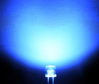 100шт x 3 mm Синя Led лампа с плосък покрив, 3 мм Синя Led Лампа с плосък покрив, Широкоъгълен