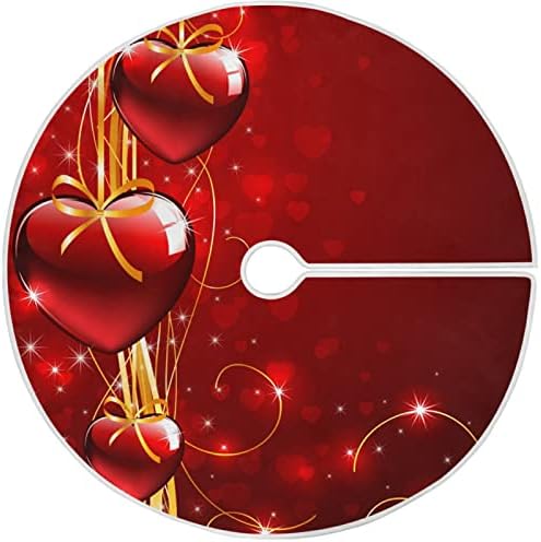 Oarencol Валентин Сърце Блестящата Червена Пола за Коледно 36 инча Коледна Празнична Парти Коледа Мат Декорация