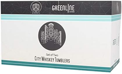 Подаръчни чаши за уиски Greenline Goods с преследването на Skyline в Ню Йорк (комплект от 2 чаши) | Old Любовна