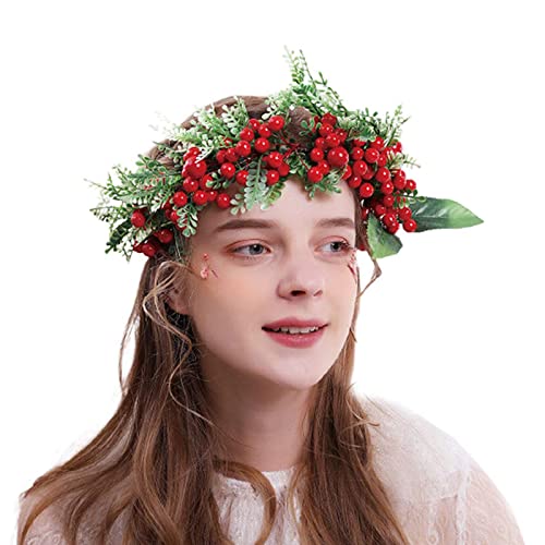 Коледна декорация от короната за момичета, изкуствен зрънце цветен венец, венец за младоженци, дамски превръзка