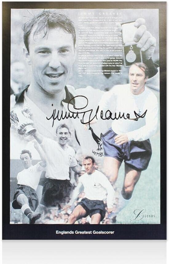 Джими Гривз Подписа Принт на националния отбор на Англия - Автограф голмайстор на Англия - Футболни снимки С