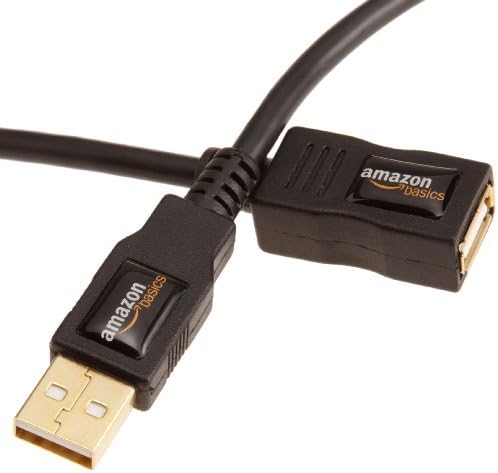 Удлинительный кабел Basics USB 2.0 - Преходен кабел от мъжете на една жена - 9,8 Фута (3 м), Черен За принтер