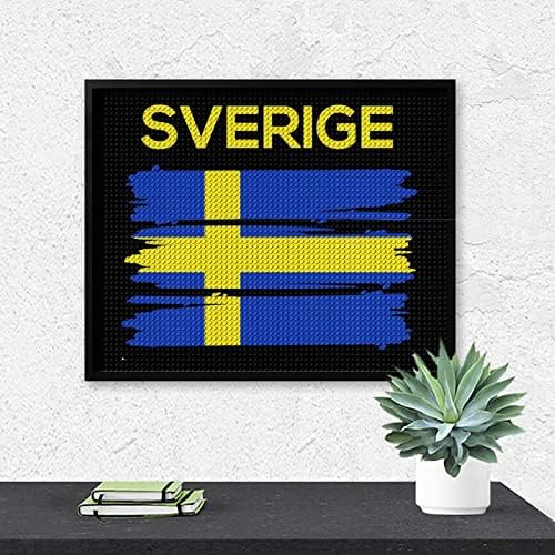 Свериге Швеция Шведски Флаг Диамантена Живопис Комплекти за Възрастни Пълна Бормашина, Диамантена Картина на