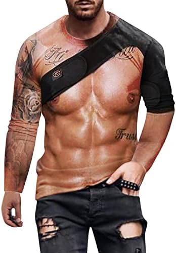 WOCACHI/мъжки тениски Solider с дълъг ръкав, улични тениски с 3D цифрово принтом мускулите, Забавни вечерни