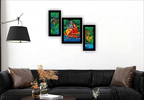 SAF комплект от 3 Радха Кришна съвременно изкуство стенни картини за декорация на дома 13,5x22,5 инча