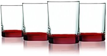 Настолни Двойни Старомодни чаши за напитки King Red Aristocrat с красив акцент - 12 унции. комплект от 4-те