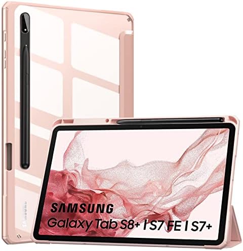 Калъф MoKo е подходящ за Samsung Galaxy Tab S8 + 12,4 2022 (SM-X800/X806)/Tab S7 FE 12,4 инча 2021/Tab S7 Plus 12,4 2020 с притежателя на S-Pen, прозрачен заден капак за таблета-с функция за автоматично събужда