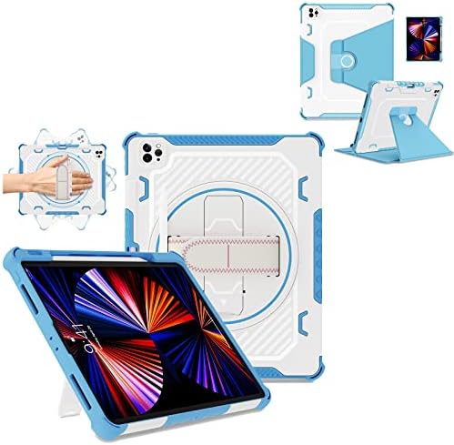 TASSKTO за iPad Pro 12,9 Калъф 6-ти/5-ти/4-ти/от 3-то поколение Синьо + Тънък Кожен калъф за iPad Pro 12,9 Син
