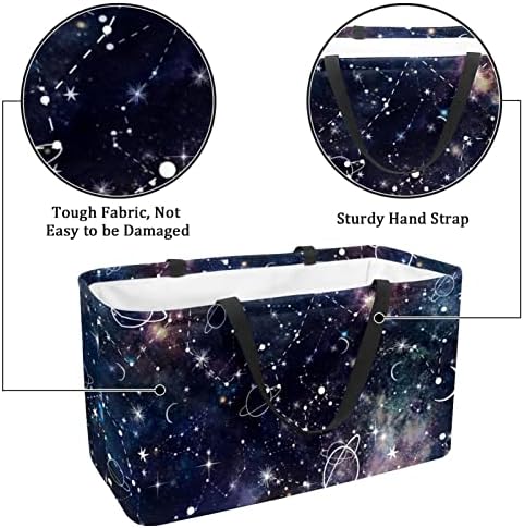Множество Кошница За Пазаруване Galaxy Planet Star Space Преносими Сгъваеми Хранителни Чанти за Пикник Кошница