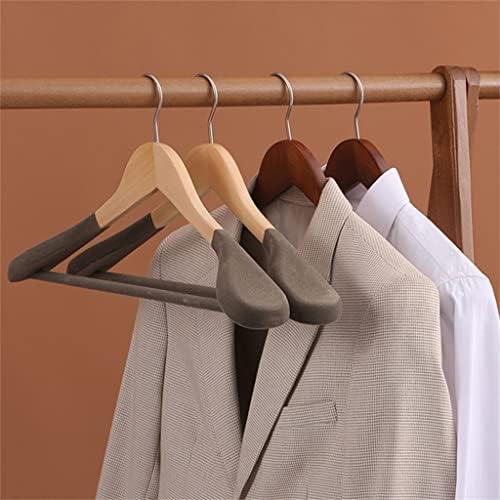 N/A Противоскользящий Velvet Флокированный шкаф с широки рамене, Закачалка за съхранение на дрехи, Дървена закачалка
