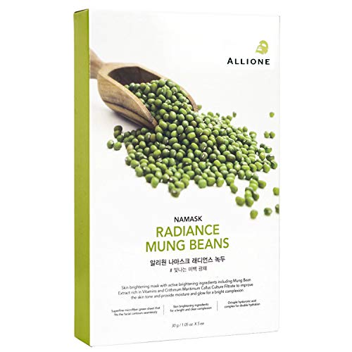 Allione Комплект от 6 Листни Маски Multipack Namask Radiance Mung Beans Sheet Mask Козметични продукти За грижа за кожата - Контрол на Масла и Серуми за лице Корейски Маска за грижа за кожата