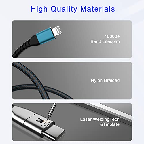 USB кабел C до Гръмотевична 6 метра, на 2 опаковки 【Сертифициран от Apple ПФИ】 Кабел за зарядно на iPhone дължина