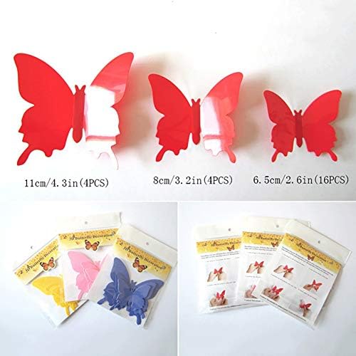FOVSHNG 24 БР. 3D Стенен Декор с Пеперуди, Етикети с Пеперуди, Подвижни Стенни Стикери Пеперуди за Момичета,