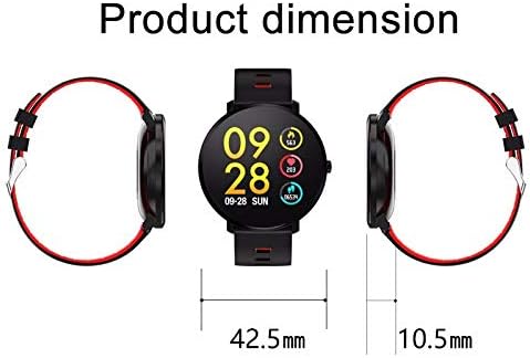 SDFGH K9 Смарт часовници IP68 Водоустойчив IPS Цветен Монитор на сърдечната честота Фитнес Тракер, Спортни 1,3-инчов изцяло сензорен екран За Мъже (черен цвят)