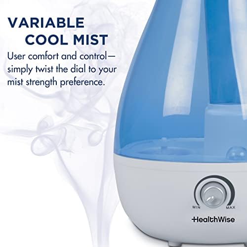 Ултразвуков овлажнител на въздуха HealthWise Cool Mist | За помещения среден размер | Филтър не се изисква |