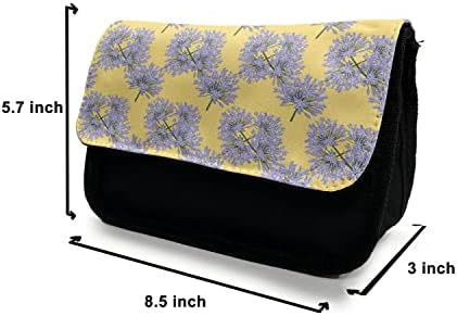 Молив случай за Моливи с цветя модел, Романтичен Цвете Агапантус, Тъканно Чанта за Моливи с двоен цип, 8,5 x