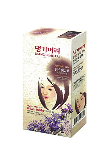 Daeng Gi Мео Ri - Крем за боядисване на коса с билки [Светло кафяво], 3 опаковки, покрива Седину, предпазва
