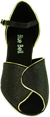 Обувки със Звънци Ръчно изработени Дамски Обувки За Балните Латино танци-Eva Ток 2.5 инча - Черен блясък