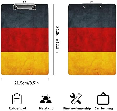 Акрилни клипборды с флага на Германия с белязана от ниско-профил клипсой, сладки клипборды стандартен размер