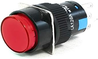 Нов Lon0167 AC 250 В SPDT 5A 1NO 1NC 5 Контакти с фиксиране на Червени кнопочного прекъсвач с 220 В led лампа