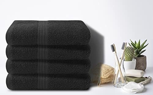 Хавлии за баня, Textila Grey за баня Размер: 22x44 инча Хавлиени кърпи от памук Комплект от 6 ультрамягких