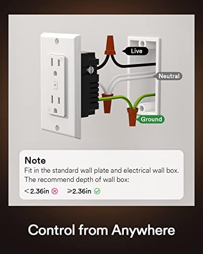 Lumary Smart Wall Outlet - Умна електрически контакт, работеща с Alexa, Google Home, 15 Ампера, концентратор