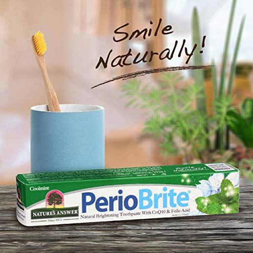 Паста за зъби Nature's Answer PerioBrite, Cool Mint, 4 унция (опаковка от 2 броя) Без флуор с CoQ10 и фолиева