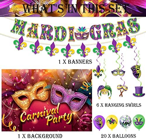 Украса IRCOR Mardi Gras за парти с Банер На Фона на Балони и Подвесного Декор