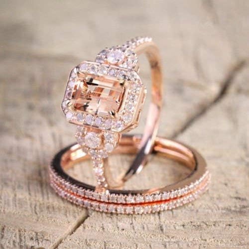 Бижута с опалом, елегантен пръстен с морганитом от розово злато 18 Карата, изпълнено скъпоценния камък морганит,