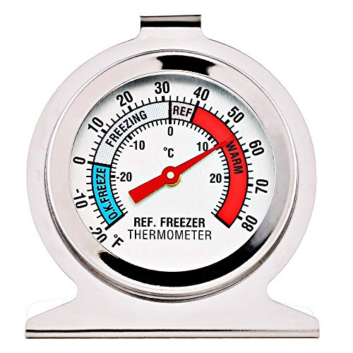 Термометър за хладилник с фризер, 2 опаковки, термометър с голям циферблат